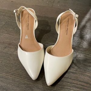 White Christian Soriano Pointed Heels size 8